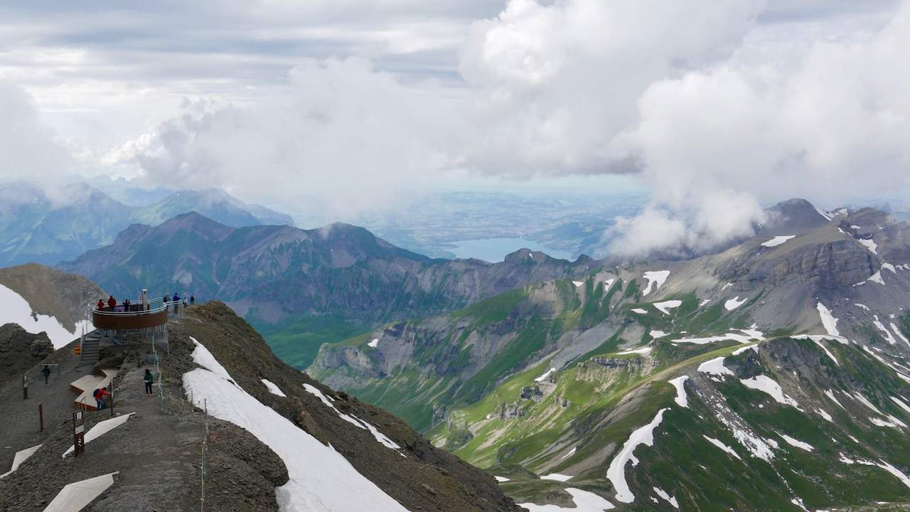 Wonderful views from the top of the Schilthorn, including the "007 Walk of Fame" 